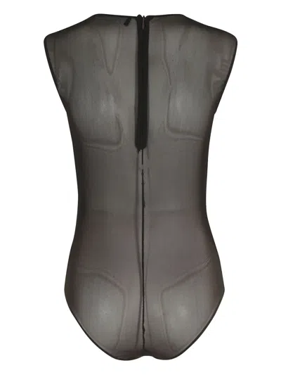 Federica Tosi Draped Tulle Bodysuit With Elegant Gathered Detail In Black