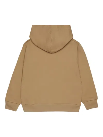 Marni Hooded Sweatshirt With Embroidered  Patch Logo In Brown