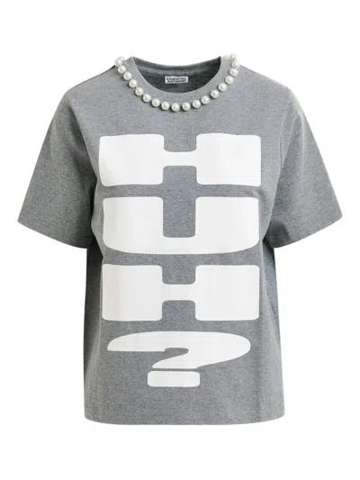 Essentiel Antwerp Isos Beads Print Tshirt In Gray