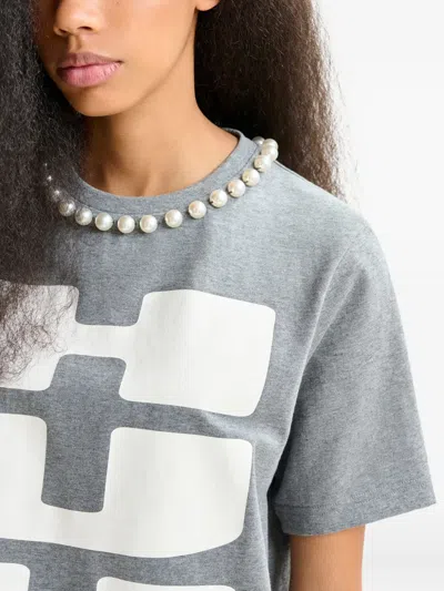 Essentiel Antwerp Isos Beads Print Tshirt In Gray