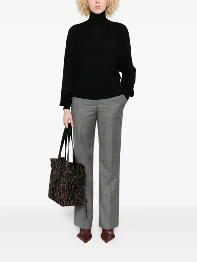 Liu •jo Lace-insert Turtleneck Sweaters In Black