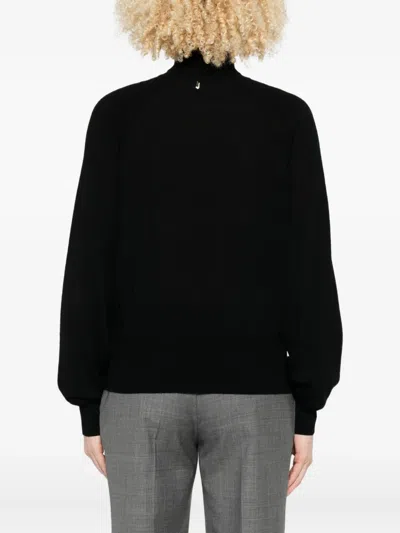 Liu •jo Lace-insert Turtleneck Sweaters In Black