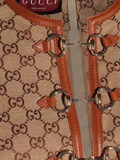 Gucci Gg Canvas Long-sleeve Mini Dress In Brown