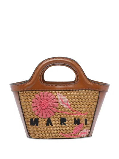 Marni Borsa A Mano In Rafia Caramello  Donna In Multi