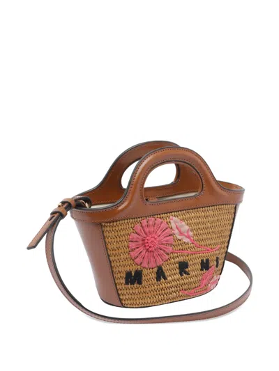 Marni Borsa A Mano In Rafia Caramello  Donna In Multi