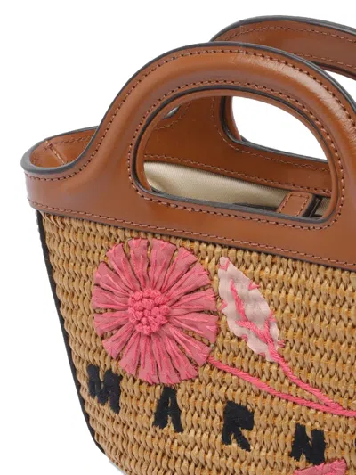 Marni Borsa A Mano In Rafia Caramello  Donna In Multi