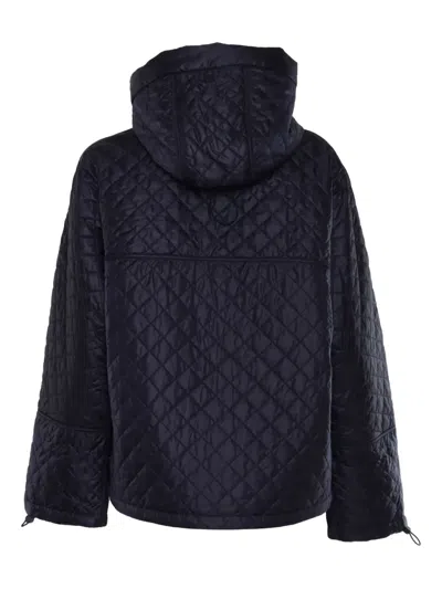 Duno Quilted Black Jacket With Hood In Blue