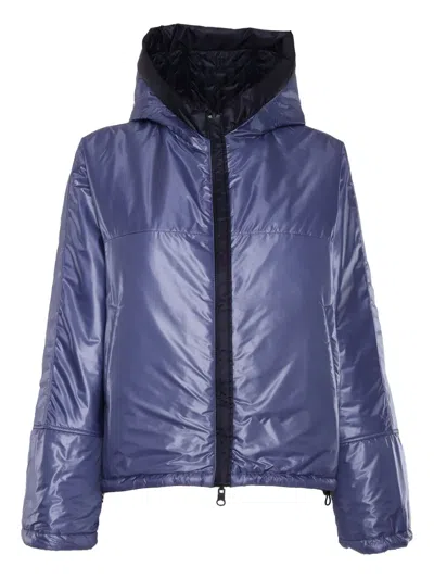 Duno Quilted Black Jacket With Hood In Blue