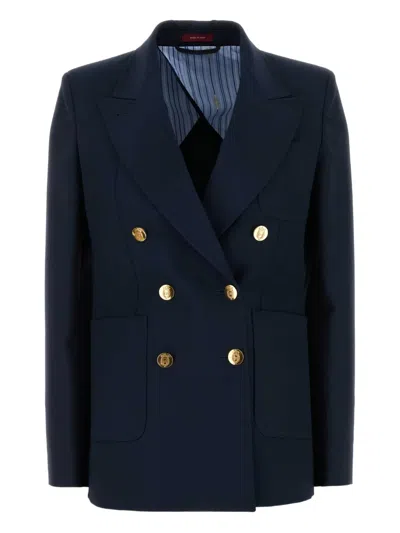 Gucci Blazer Double-breasted Gold-tone Buttons In Blue