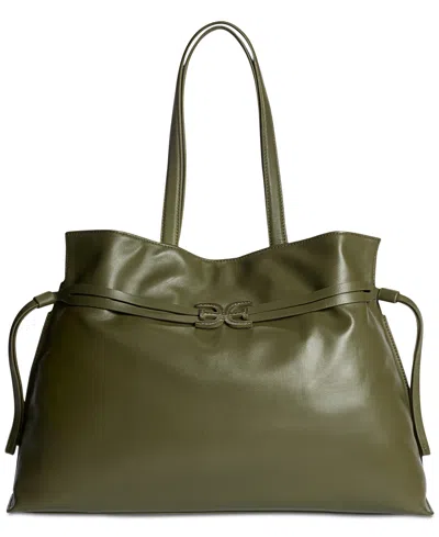 Sam Edelman Poppy Extra Large Leather Drawstring Tote In Green