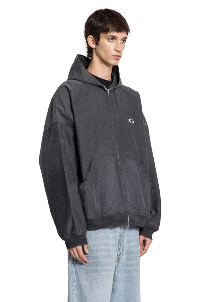 Balenciaga Men Grey Sweatshirt With Fixed Hood And Logo Detail On The Front In Cotton Man In Gray