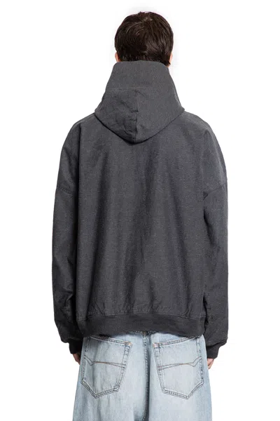 Balenciaga Men Grey Sweatshirt With Fixed Hood And Logo Detail On The Front In Cotton Man In Gray