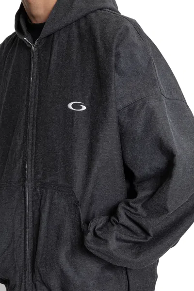 Balenciaga Men Grey Sweatshirt With Fixed Hood And Logo Detail On The Front In Cotton Man In Gray