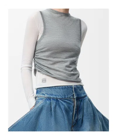 Loewe Cashmere-blend Draped Sweater In Gray