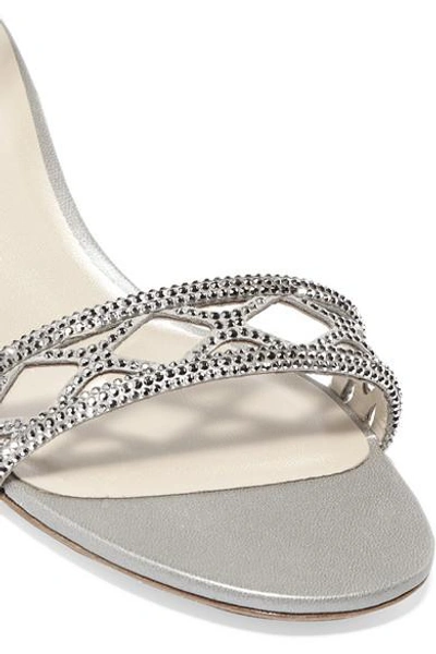 Shop René Caovilla Crystal-embellished Satin Sandals