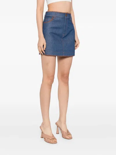 Zimmermann Ascension Denim Miniskirt In Blue