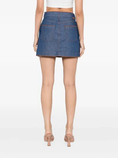 Zimmermann Ascension Denim Miniskirt In Blue