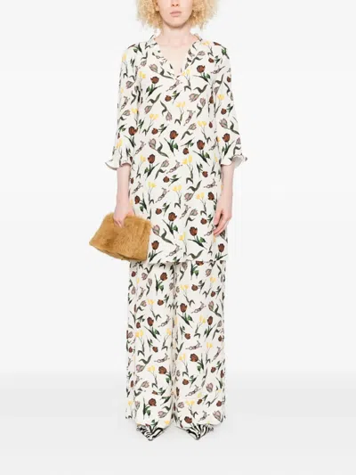 Marni Tulips-hares-print Trousers In White