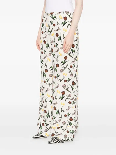 Marni Tulips-hares-print Trousers In White