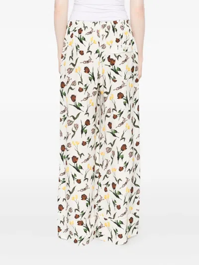 Marni Tulips-hares-print Trousers In White
