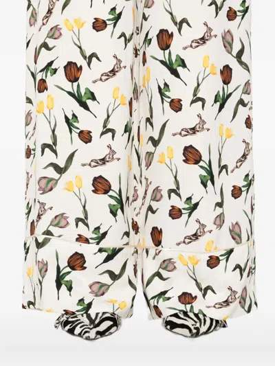 Marni Tulips-hares-print Trousers In White