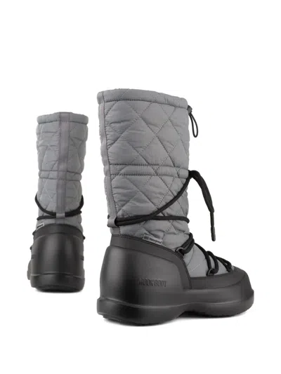 Moon Boot Quilted Rain Boots In Gray