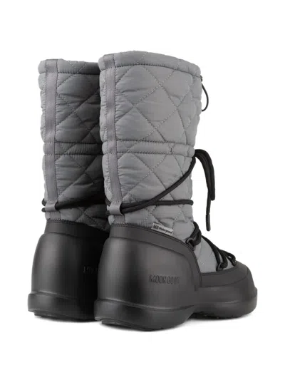 Moon Boot Quilted Rain Boots In Gray