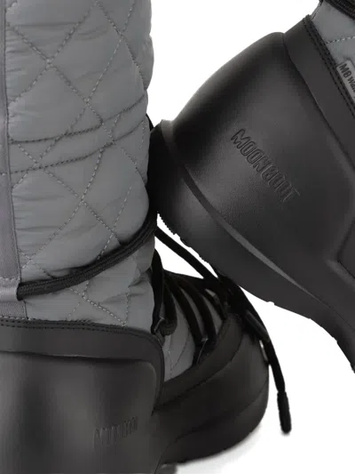 Moon Boot Quilted Rain Boots In Gray