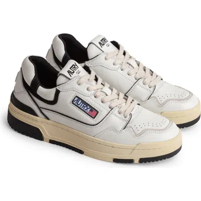 Autry White Low Top Sneakers With Black Details And Logo Patch In Leather And Suede Man In Multi