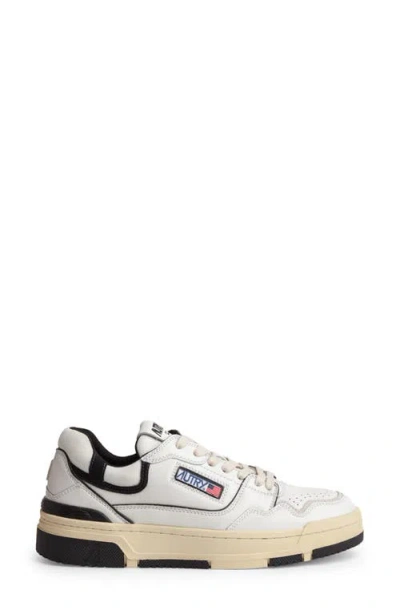 Autry White Low Top Sneakers With Black Details And Logo Patch In Leather And Suede Man In Multi