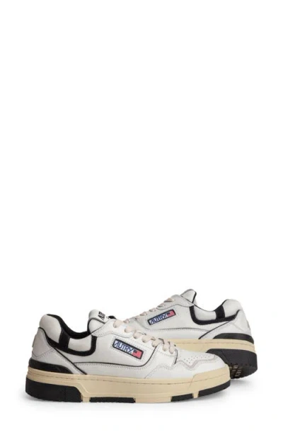 Autry White Low Top Sneakers With Black Details And Logo Patch In Leather And Suede Man In Multi