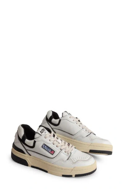 Autry White Low Top Sneakers With Black Details And Logo Patch In Leather And Suede Man In Multi