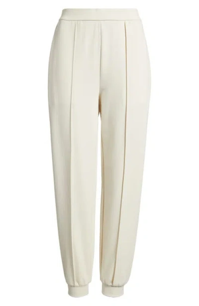 Eileen Fisher Cropped Pintuck Lightweight Ponte Joggers In Brown