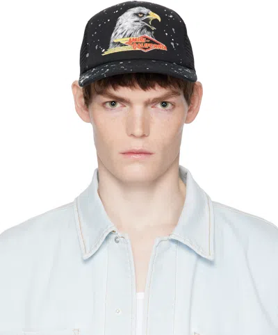 Amiri Paint-splattered Printed Padded Cotton-canvas And Mesh Trucker Cap In Black