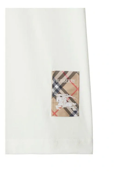 Burberry Check Label Cotton T-shirt In White