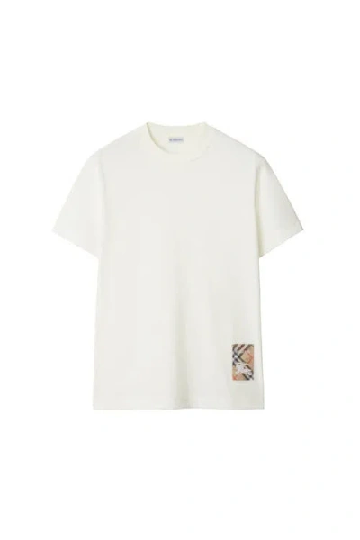 Burberry Check Label Cotton T-shirt In White