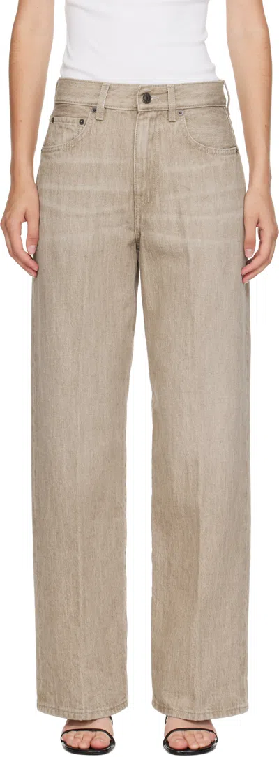 6397 Beige Wide Jeans In Neutral