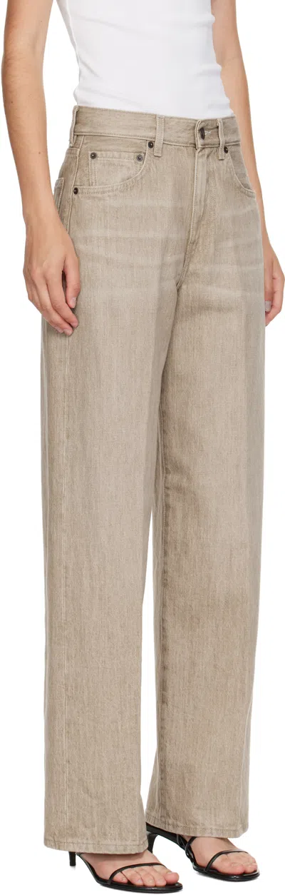 6397 Beige Wide Jeans In Neutral