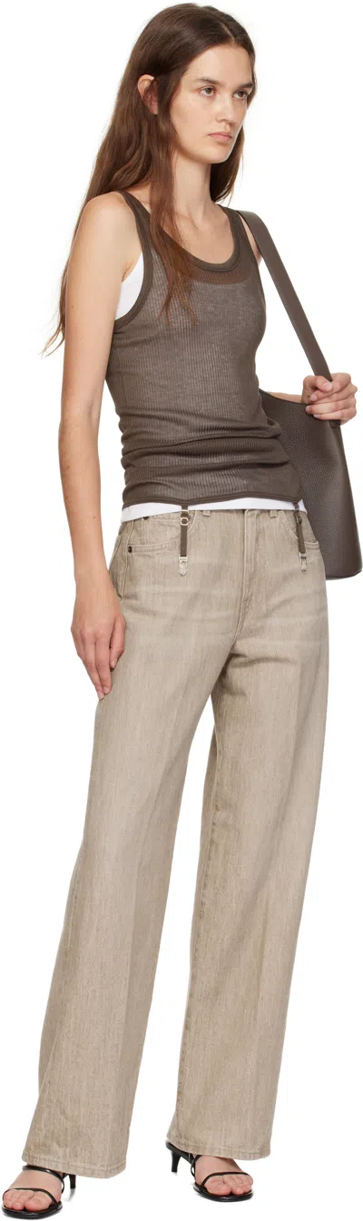 6397 Beige Wide Jeans In Neutral