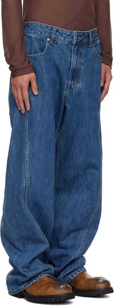 Eckhaus Latta Blue Bend Jeans In Blue