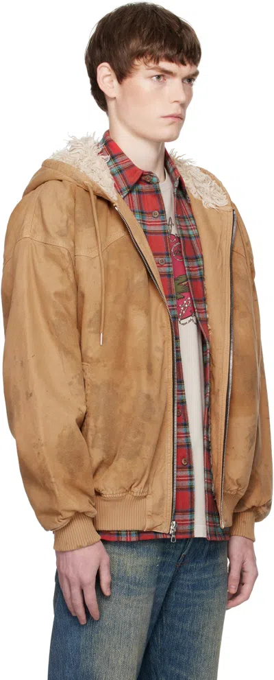 Cout De La Liberte Tan Dirty Mike Woven Canvas Lined Jacket In Brown