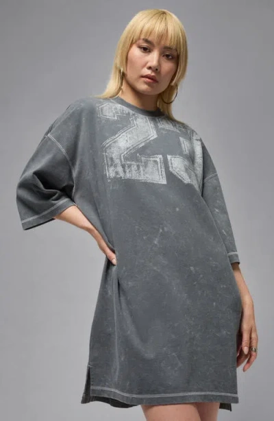 Jordan Flight Oversize Graphic T-shirt Dress In Gray