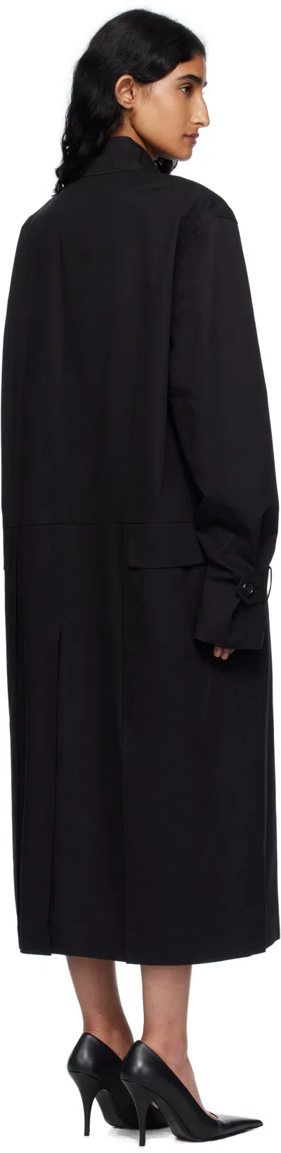 Pushbutton Black Front Cropped Coat In Black