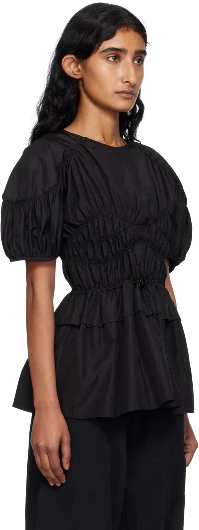 Cecilie Bahnsen Tech Fabric Brooklyn Top With Button Detail In Black