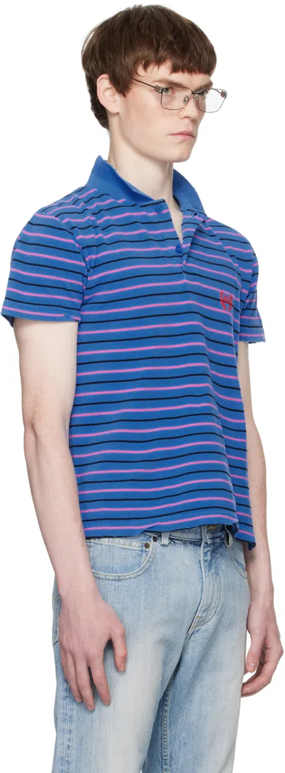 Balenciaga Laurel Regular Cotton Polo Shirt In Blue