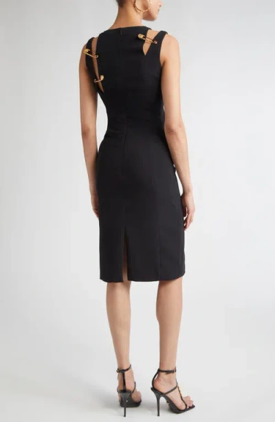 Versace Medusa Safety Pin Cutout Sleeveless Techno Cady Dress In Black