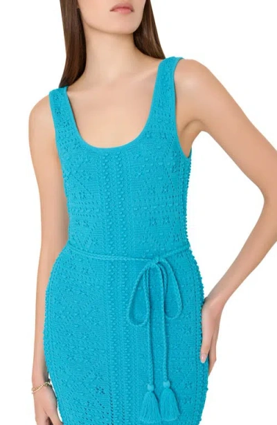 Milly Bubble Pointelle Knit Midi Dress In Blue