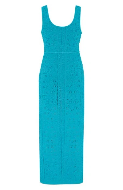 Milly Bubble Pointelle Knit Midi Dress In Blue
