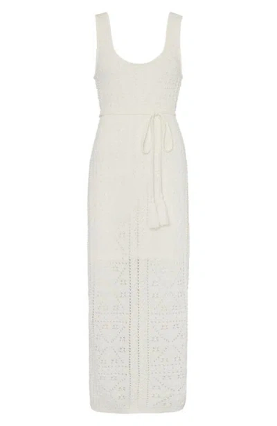 Milly Sleeveless Pointelle Knit Midi Dress In White