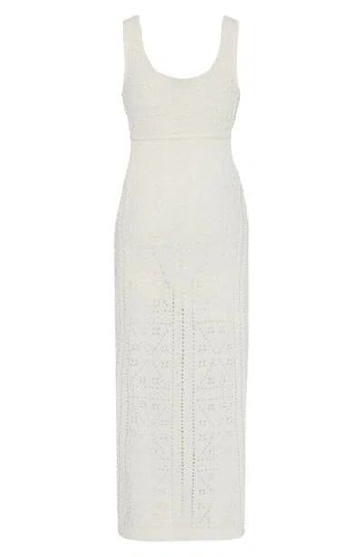 Milly Sleeveless Pointelle Knit Midi Dress In White